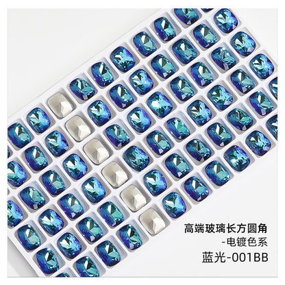 10mm  10pcs Nail Rhinrhinea High-end Tip Bottom Rhinrhinea  Rectangular Round Corner Diy Accessories Materials