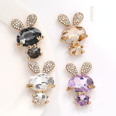 Fashion Cute Rabbit 30*44mm Crystal Rhinestone Bunny DIY Jewelry Accessories for Phone Case