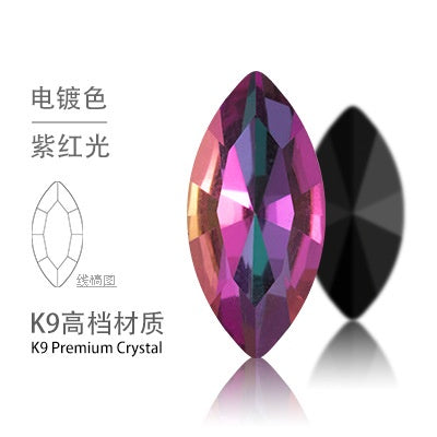 5*10mm/10pcs K9 Horse Eye Pointed Bottom Rhinestone Unusual Type Special Rhinestone Diy Ornament Accessories Pointed Bottom Rhinestone Nail Paste Rhinestone Decorative Accessories