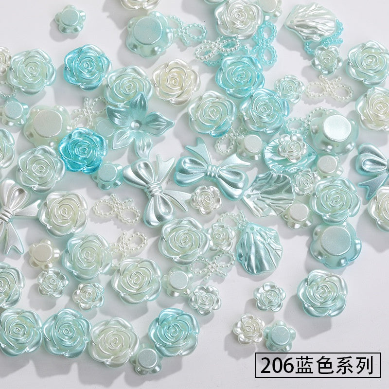 50g Baroque Mixed Designs Diy Homemade Flower Bow Shape Resin Phone Case Decoration ABS Headdress Hair Accessories