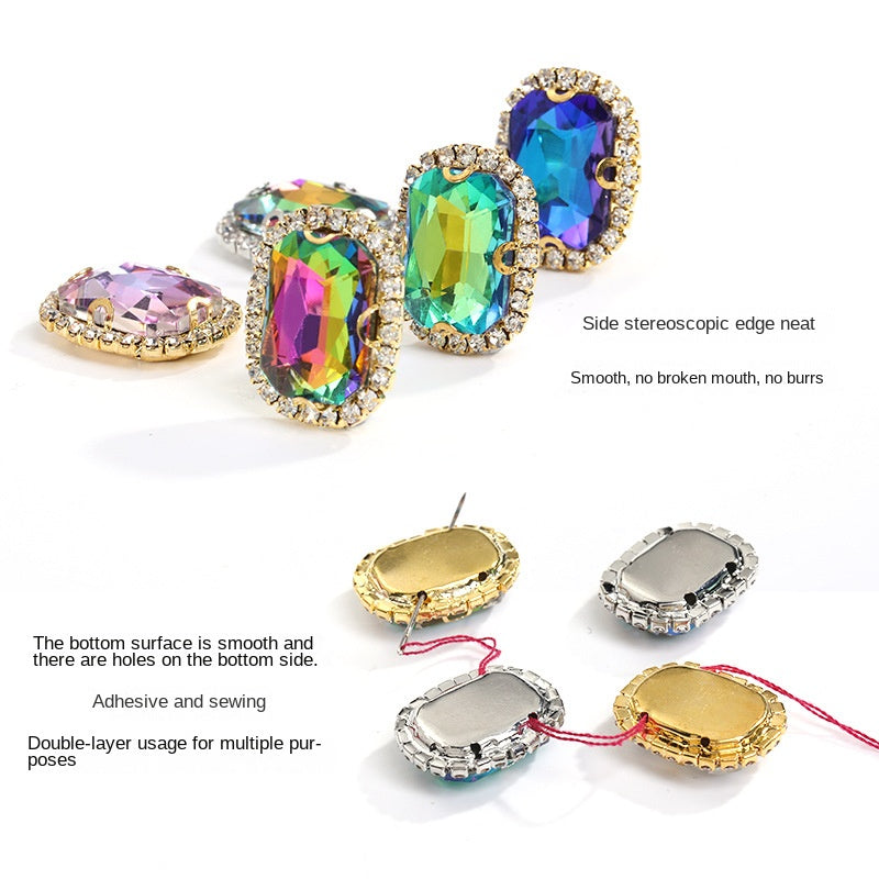 Shiny Rhinestone with Golden Bottom 13*18mm 10pcs Dazzling Setting Crystal for DIY Garment Clothing Shoes Bags Accessories