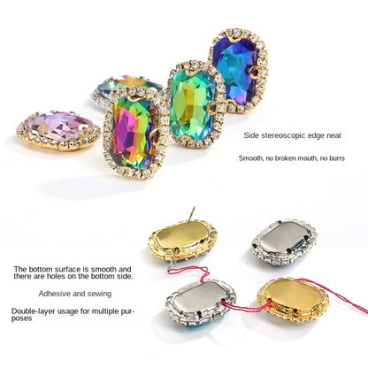 Shiny Rhinestone with Golden Bottom 13*18mm 10pcs Dazzling Setting Crystal for DIY Garment Clothing Shoes Bags Accessories