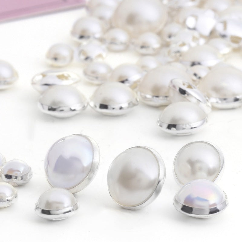 Pearl Buttons Imitation Pearl High Brightness Flat Bottom Half Side Pearl Hand Sewn Diy Accessories