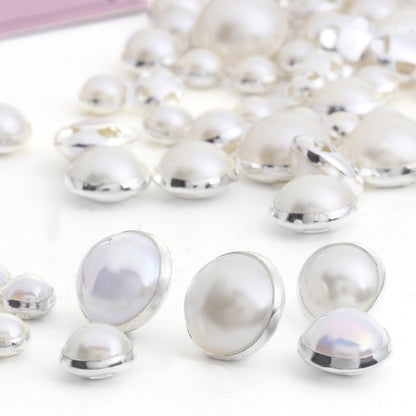 Pearl Buttons Imitation Pearl High Brightness Flat Bottom Half Side Pearl Hand Sewn Diy Accessories