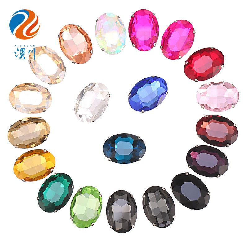 Oval Crystal Claw Rhinestones 20pcs 8*10mm 10*14mm Crystal Strass Diamond Rhinestone Sew on Clothing Garment Rhinestone with Claw for Dress
