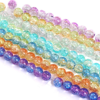 Colored Glass Crystal Beads Burst Beads Round Beads String Beads Crack Beads DIY Handmade Floral Beads Bracelet Material Accessories Accessories
