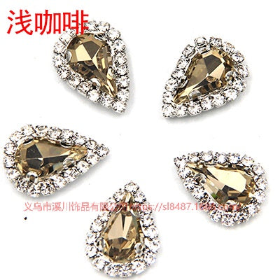 10pcs 5*8mm Sharp Drop Claw Rhinestone Sew on Crystal Rhinestone with Gold/Sliver Claw Crystal for Clothing Garment Diy Headdress Accessories