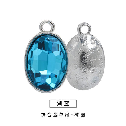 Single Hanging Oval Enclosing Edge Crystal Pendant Alloy Accessories Glass Crystal Diy Necklace Bracelet Decorative Accessories