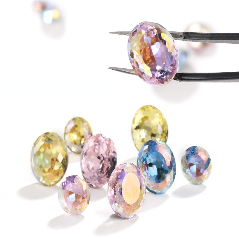 Candy Color 8*10/10*14mm Transparent Oval Crystal Nest Surface K9 Rhinestone Costume Jewelry Production
