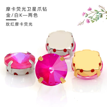 Round Shape 12mm Mocha Fluorescent Crystal Sew On Rhinestone for Clothing Accessories Rhinestone