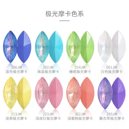7*15mm Nail Rhinestone 10pcs Horse Eye Aurora Mocha Pointy Bottom  Rhinestone Glass Nail Accessories DIY