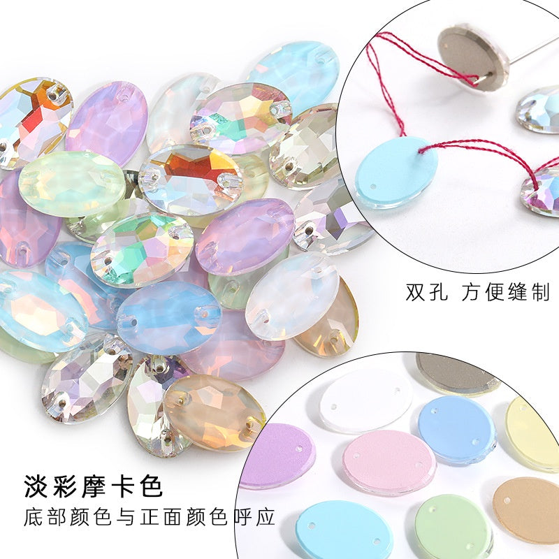 Crystal 7*10/10*14mm High-end Button Flat Oval Mocha Handmade Clothes Accessories