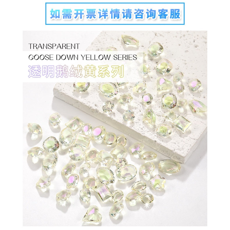 Nail Rhinestone 10pcs Glass Products Transparent Goose Down Yellow Series Crystal Mobile Phone Stick Rhinestone Diy Accessories