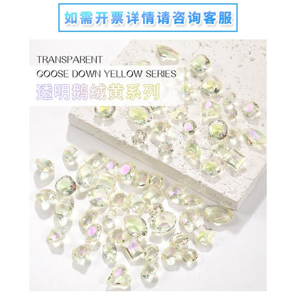 Nail Rhinestone 10pcs Glass Products Transparent Goose Down Yellow Series Crystal Mobile Phone Stick Rhinestone Diy Accessories