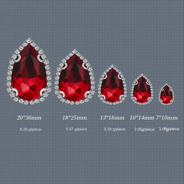 18*25mm 10pcs Water Drop Claw Rhinestones Crystal Buckle Girdle Edge Claw Chain DIY Headdress Hair Accessories Footwear