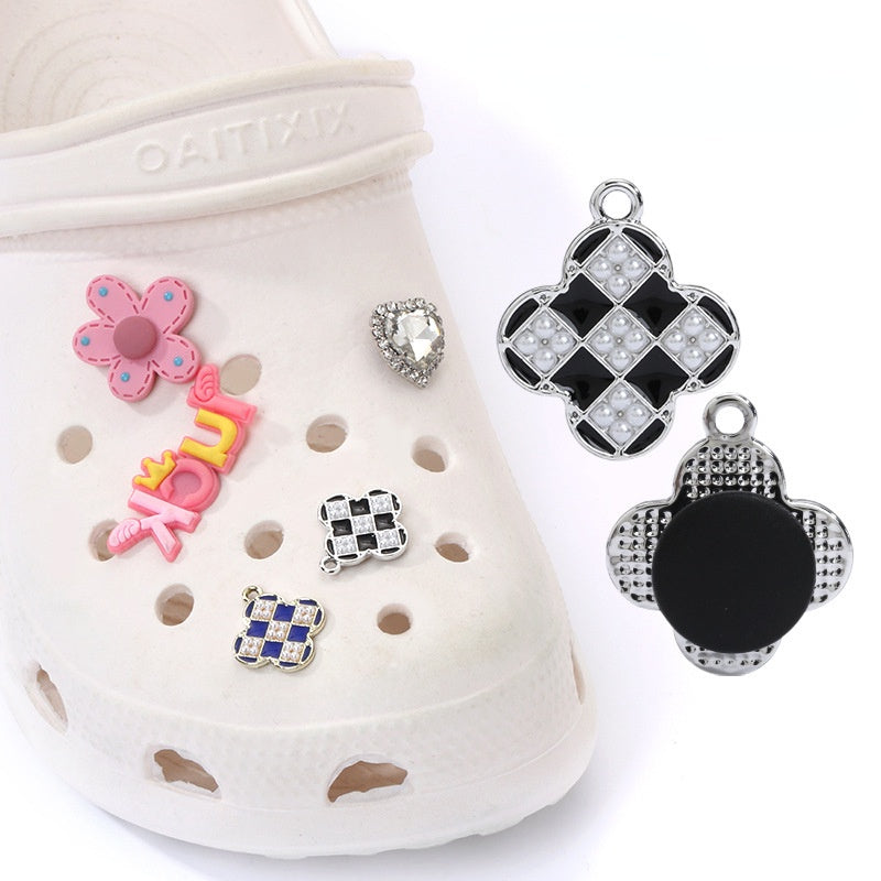 Crocs Diy Accessories Alloy Pearl Checker Series Garden Shoes Buckle Decorative Buckle