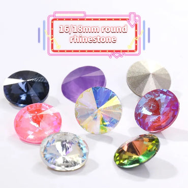 16/18mm Round Crystal Without Claw Large Size Rhinestones for Hair Clothes Sewing on Clothing  Strass Applique