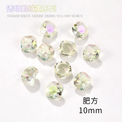 Nail Rhinestone 10pcs Glass Products Transparent Goose Down Yellow Series Crystal Mobile Phone Stick Rhinestone Diy Accessories