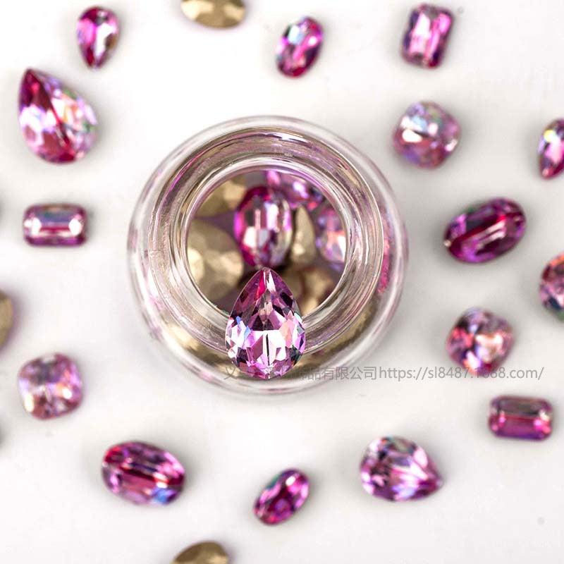 1PCS Pointy Bottoming Nail Rhinestone K9 Material High-quality Naked Rhinestone Nail Paste Rhinestone Diy Accessories Nail Ornament Nail Paste Rhinestone Multi-color