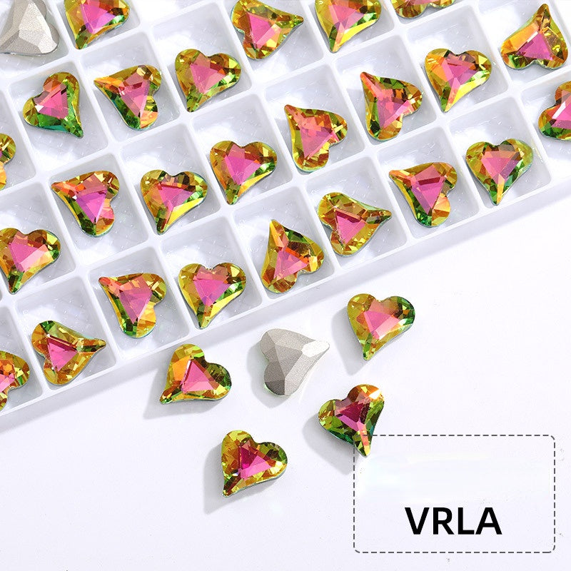 10PCS Sweet Heart Shape K9 Glass Rhinestone Exquisite Nail Art Shiny Crystal Stones for DIY Clothing Accessories