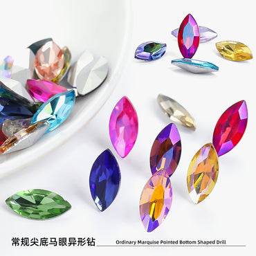 5*10mm /9*18mm 10pcs Horse Eye Rhinestones Special-shaped Glass Crystal Rhinestones Diy Phone Case Perfume Holder Stick Rhinestones Ornament Accessories