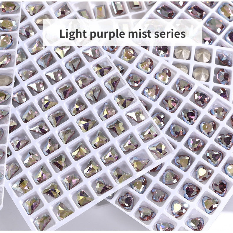 K9 Light Purple Mist Nail Art Rhinestone Glass Crystal Diy Jewelry Accessories Pointed Bottom Rhinestone Jewelry Accessories