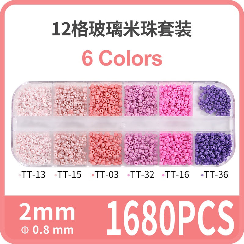 Fashion 12 Gramme Bead Set Box DIY Chain Through Hole Glass Cross Beaded Bracelet Beads