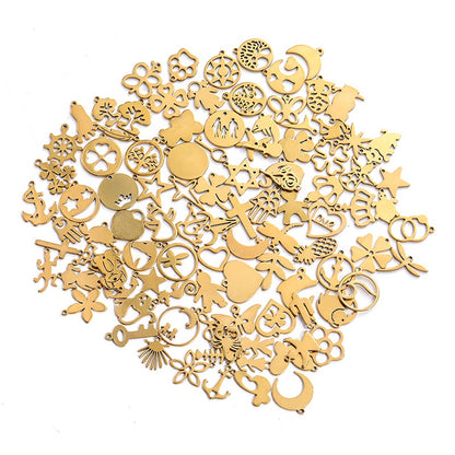 【2pcs】Gold pendant 304 Stainless Steel Bear Crown Love Earrings Necklace Bracelet Diy Jewelry Accessories Handmade Materials