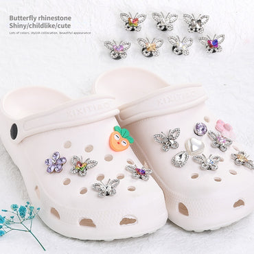 Butterfly Alloy Rhinester Garden Shoe Decorative Buckle Diy Crocs Accessories Floral Shoe Buckle Detachable Accessories
