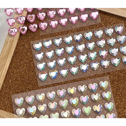 Heart Sticker Princess 3D Love Crystal Gem Sticker DIY Cup Sticker Makeup Gadget Beauty Sticker with Adhesive