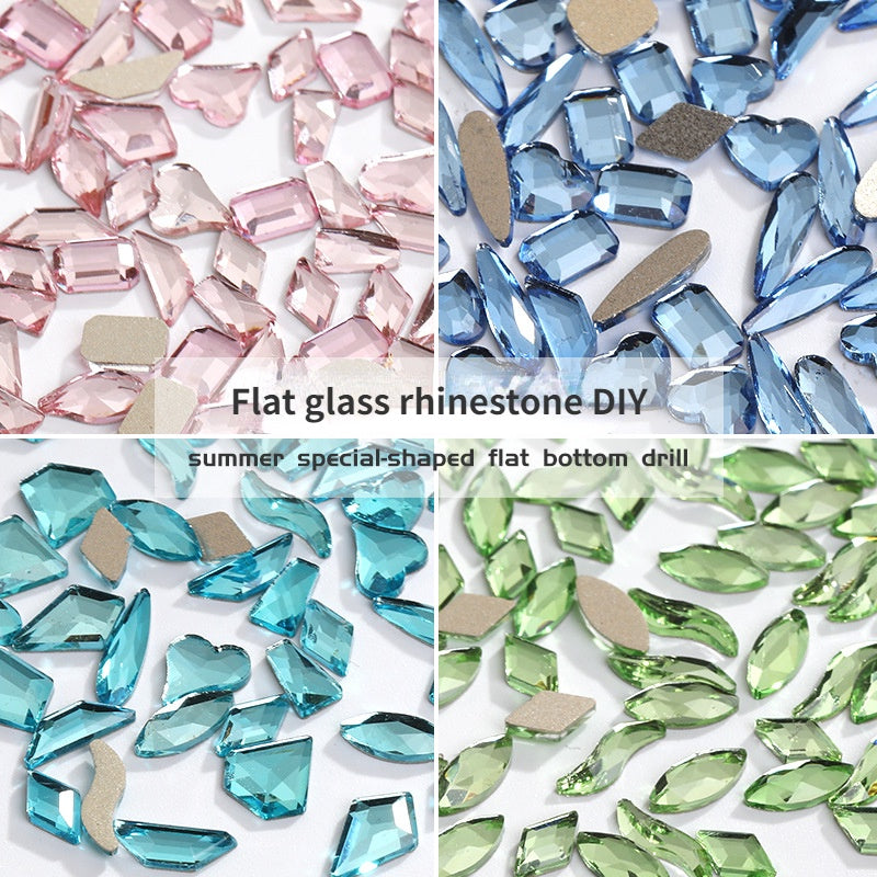 Pink Flat Rhinestone 20pcs DIY Nail Rhinestone Ins Glass Rhinestone Nail Fingertip Diamond Jewelry Mix