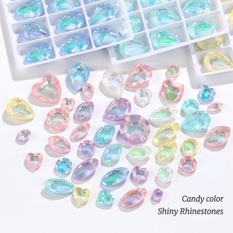 Shining High-grade Crystal Micro-pointed Bottom Glass Diamond High Top Rhinrhinos K9 Magic Mirror Series Diy Mobile Phone Shell Nail Sticker Rhinrhinos