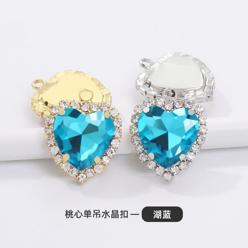 10pcs 14mm Crystal Buckle Glass Heart Claw Rhinestone Pendant Diy Clothing Accessories Materials