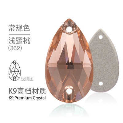 10PCS Glass Flat Seam Water Drop Hand Seam Rhinestone Super Bright AB Color Flat Seam Rhinestone