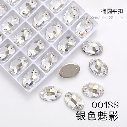 Crystal 7*10/10*14mm High-end Button Flat Oval Mocha Handmade Clothes Accessories