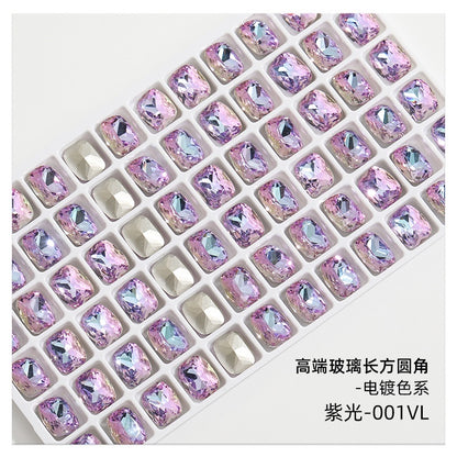 10mm  10pcs Nail Rhinrhinea High-end Tip Bottom Rhinrhinea  Rectangular Round Corner Diy Accessories Materials