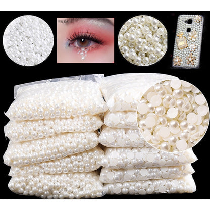 Imitation Pearl Semi-round Pearl Perforated Pearl Jewelry Materials Clothing Accessories Fake Pearl Jewelry Accessories