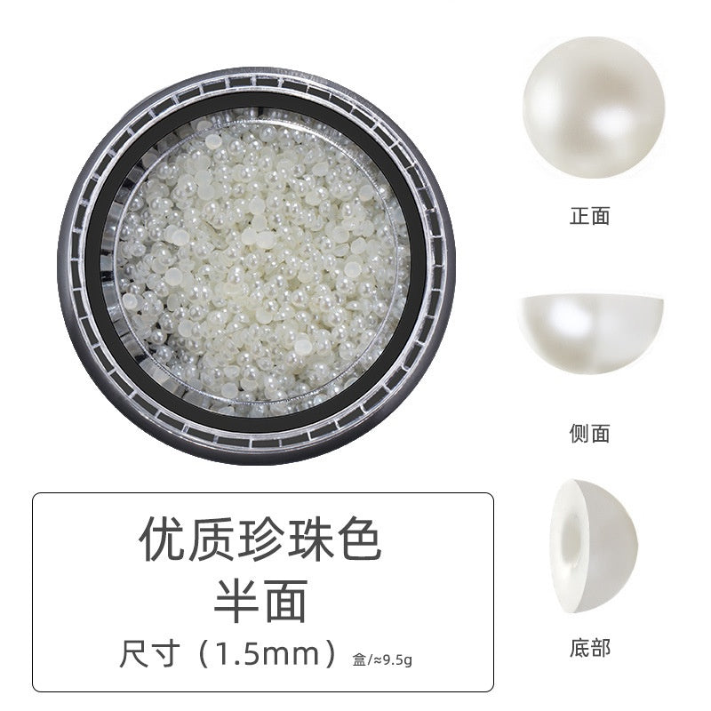 Pearl Box Japanese Simple Mixed Half Round Full Round Box Pearl Nail Jewelry
