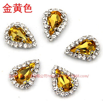 10pcs 5*8mm Sharp Drop Claw Rhinestone Sew on Crystal Rhinestone with Gold/Sliver Claw Crystal for Clothing Garment Diy Headdress Accessories