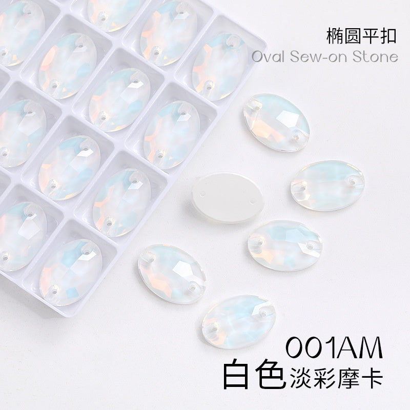 Crystal 7*10/10*14mm High-end Button Flat Oval Mocha Handmade Clothes Accessories