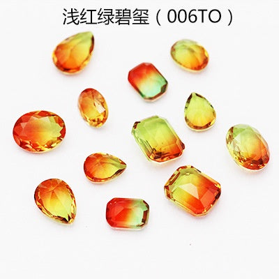 10Pcs Elliptic shape Special Color Gradient Nail Rhinestones Diy Accessories Nail Jewelry Materials