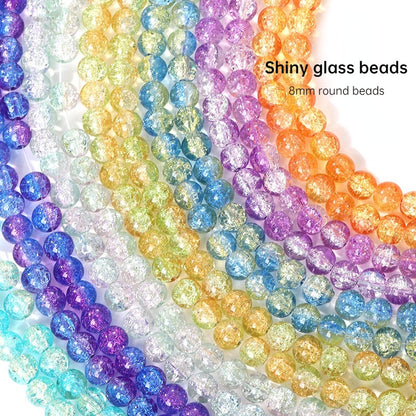 Colored Glass Crystal Beads Burst Beads Round Beads String Beads Crack Beads DIY Handmade Floral Beads Bracelet Material Accessories Accessories