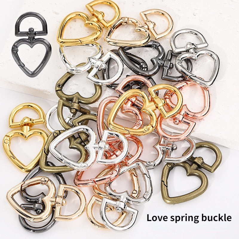 Metal Peach Heart Love Spring Buckle Keychain Dog Buckle Rope Buckle Diy Plush Doll Bag Hanging Ornament Accessories Pendant