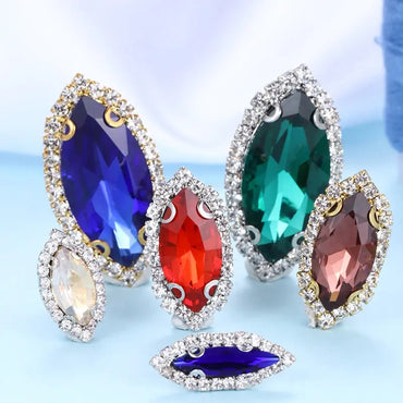 13*27mm Large size Horse Eye Claw Rhinestone Claw Rhinestone Girth Crystal Buckle Diy Headdress Accessories Shiny Rhinestone Hand Sewn Rhinestone Dress Accessories