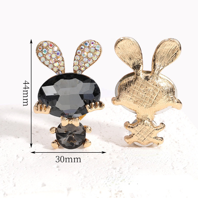Fashion Cute Rabbit 30*44mm Crystal Rhinestone Bunny DIY Jewelry Accessories for Phone Case