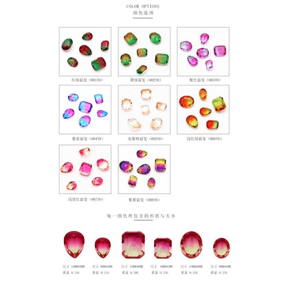 10Pcs Elliptic shape Special Color Gradient Nail Rhinestones Diy Accessories Nail Jewelry Materials