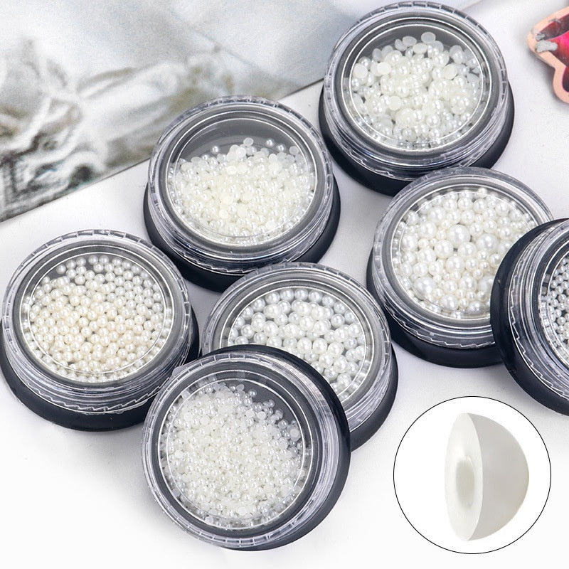 Pearl Box Japanese Simple Mixed Half Round Full Round Box Pearl Nail Jewelry
