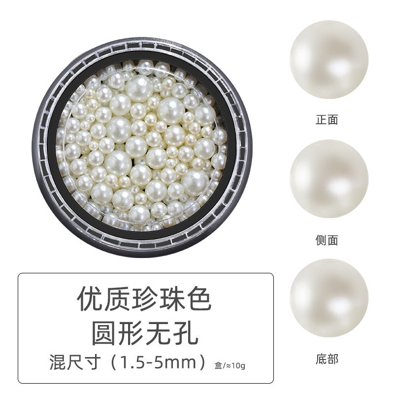 Pearl Box Japanese Simple Mixed Half Round Full Round Box Pearl Nail Jewelry