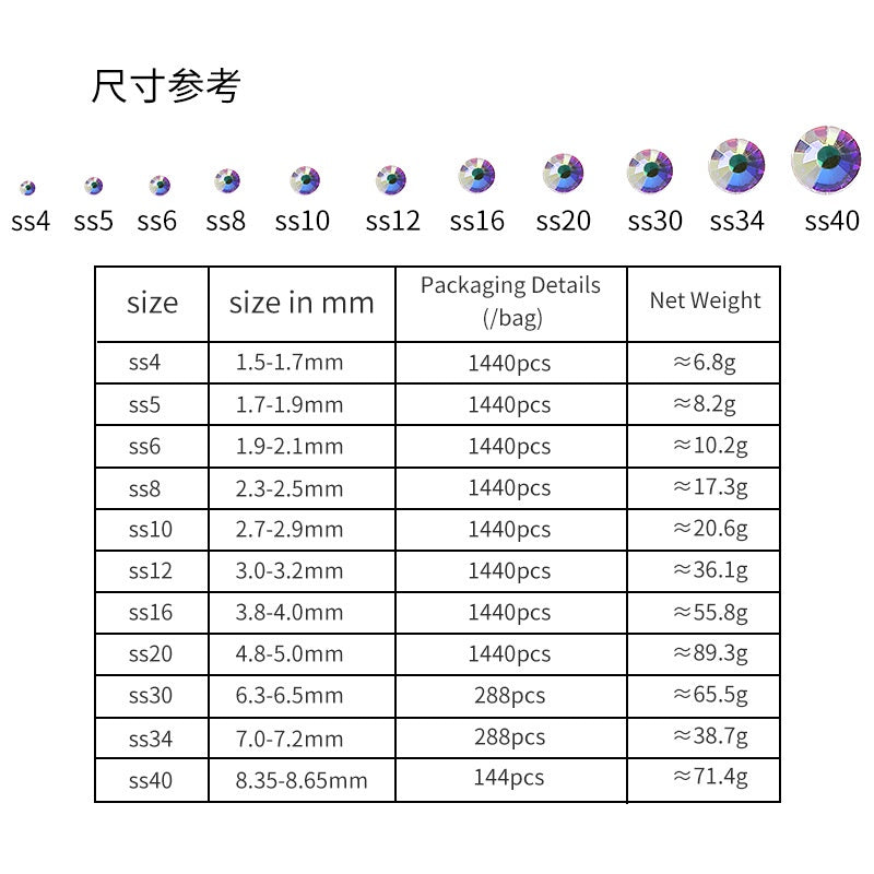 1440pcs/2.5mm Flat Round Nail Rhinestone DIY Phone Case Accessories Rhinestone Stick Crystal