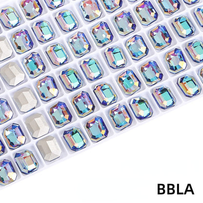6*8mm/8*10mm Garment Rhinestone Shiny Crystal K9 Glass Electroplated light color tip bottom nail rhinestone DIY Accessories